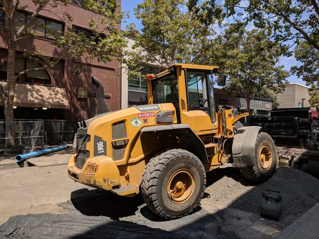 Volvo L90 wheel loader working on a construction job site